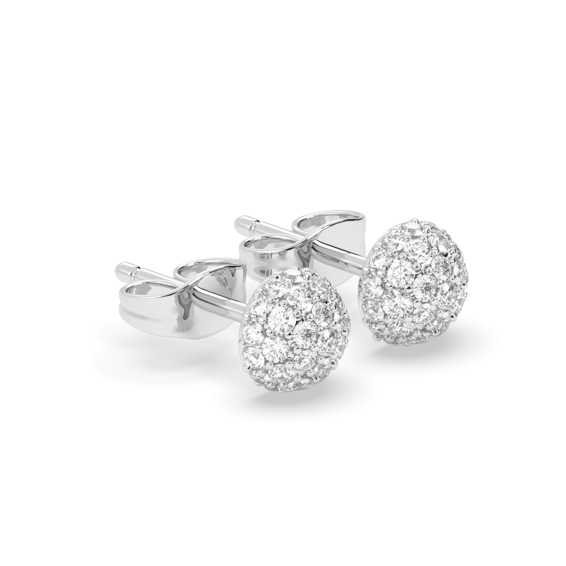 Round Diamond Cluster - Dome Earrings