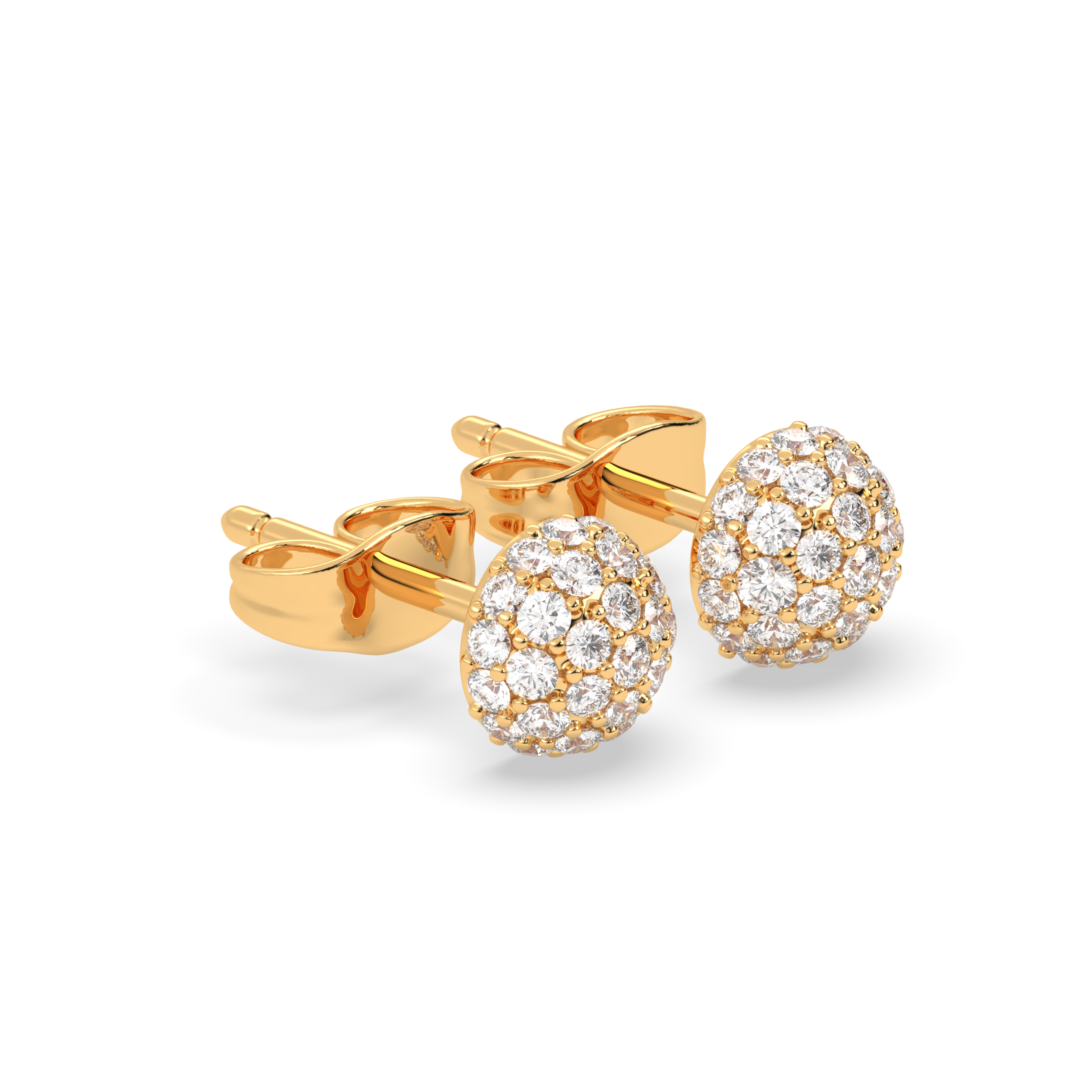Round Diamond Cluster - Dome Earrings