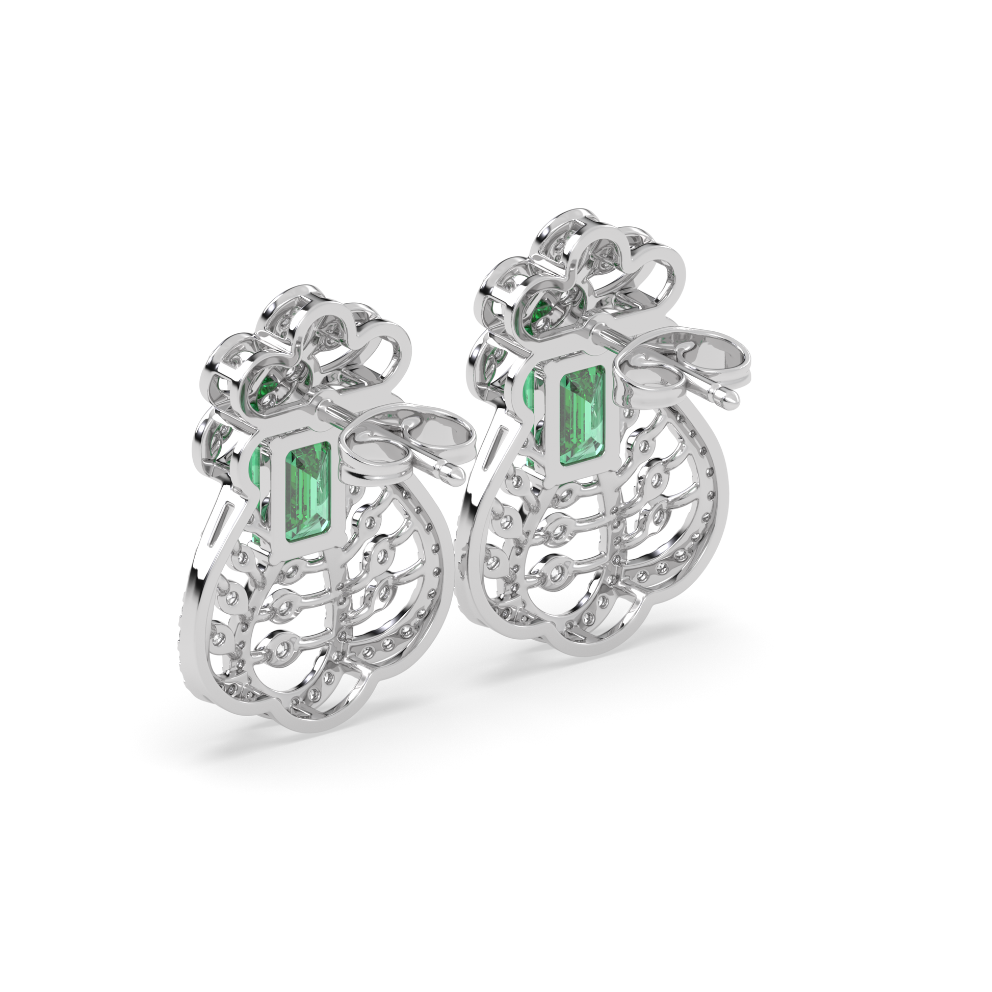 Flora Emerald & Diamond Teardrop Earrings