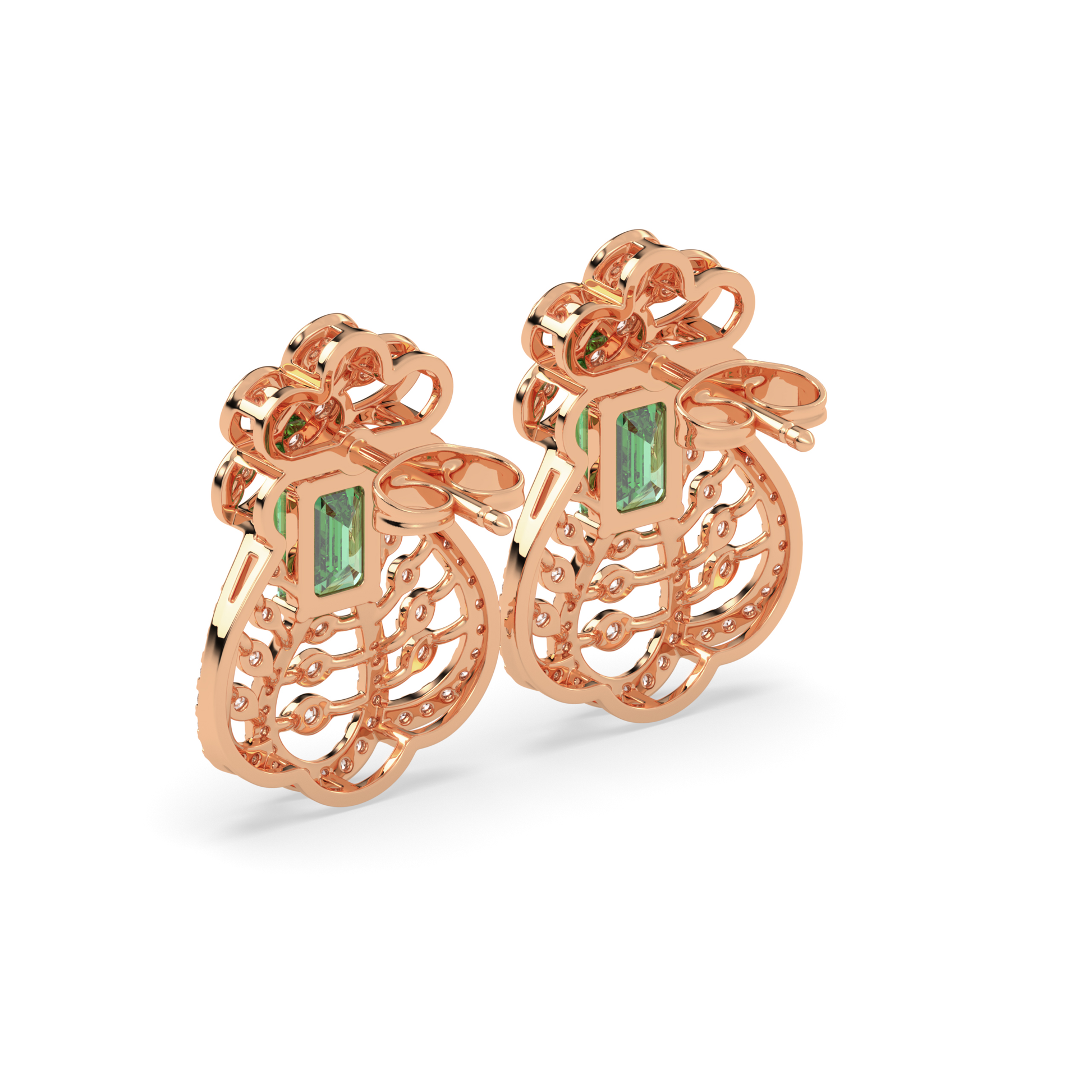 Flora Emerald & Diamond Teardrop Earrings