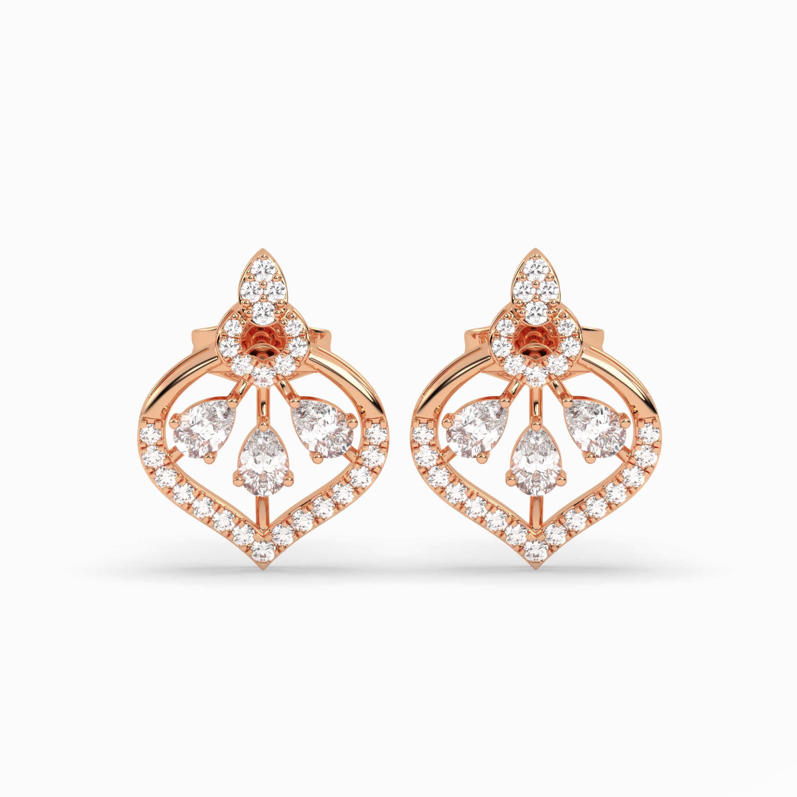 Teardrop Earrings with Blue Baguette Gemstone and Pavé Diamonds