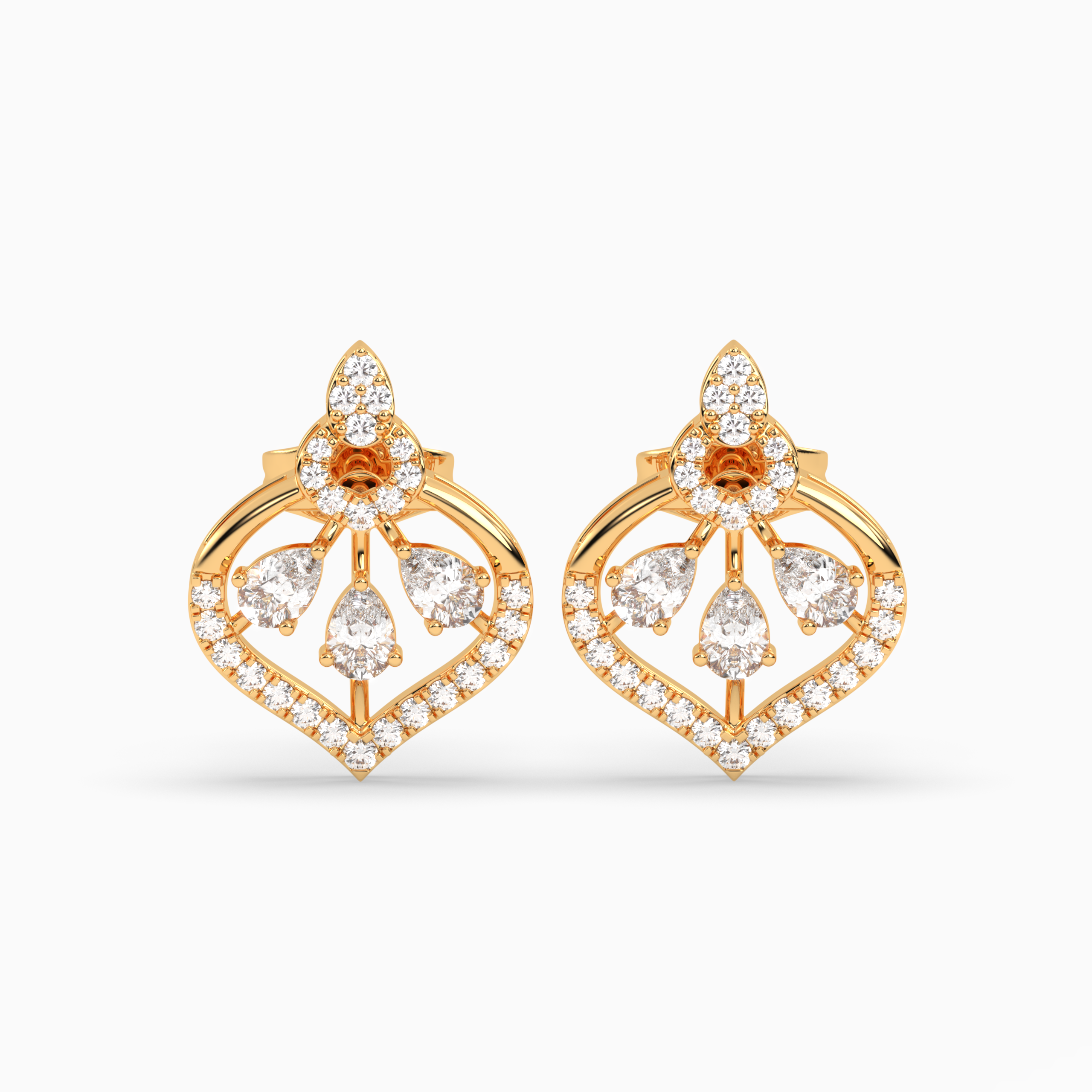 Teardrop Earrings with Blue Baguette Gemstone and Pavé Diamonds