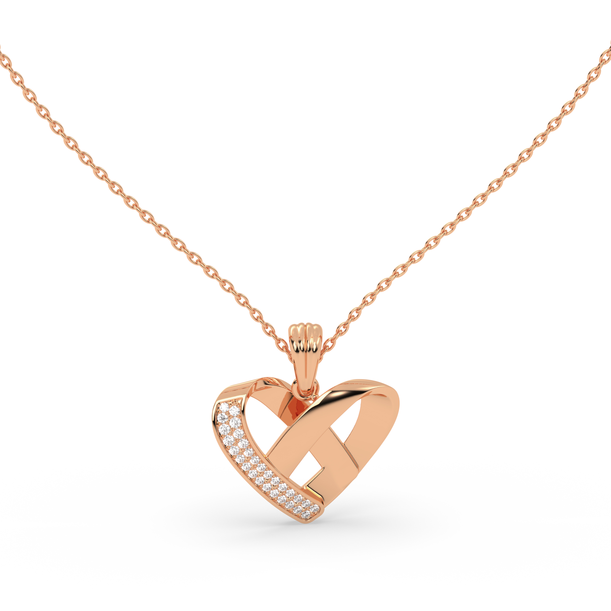 Heart-Shaped Pendant with Diamond Accents