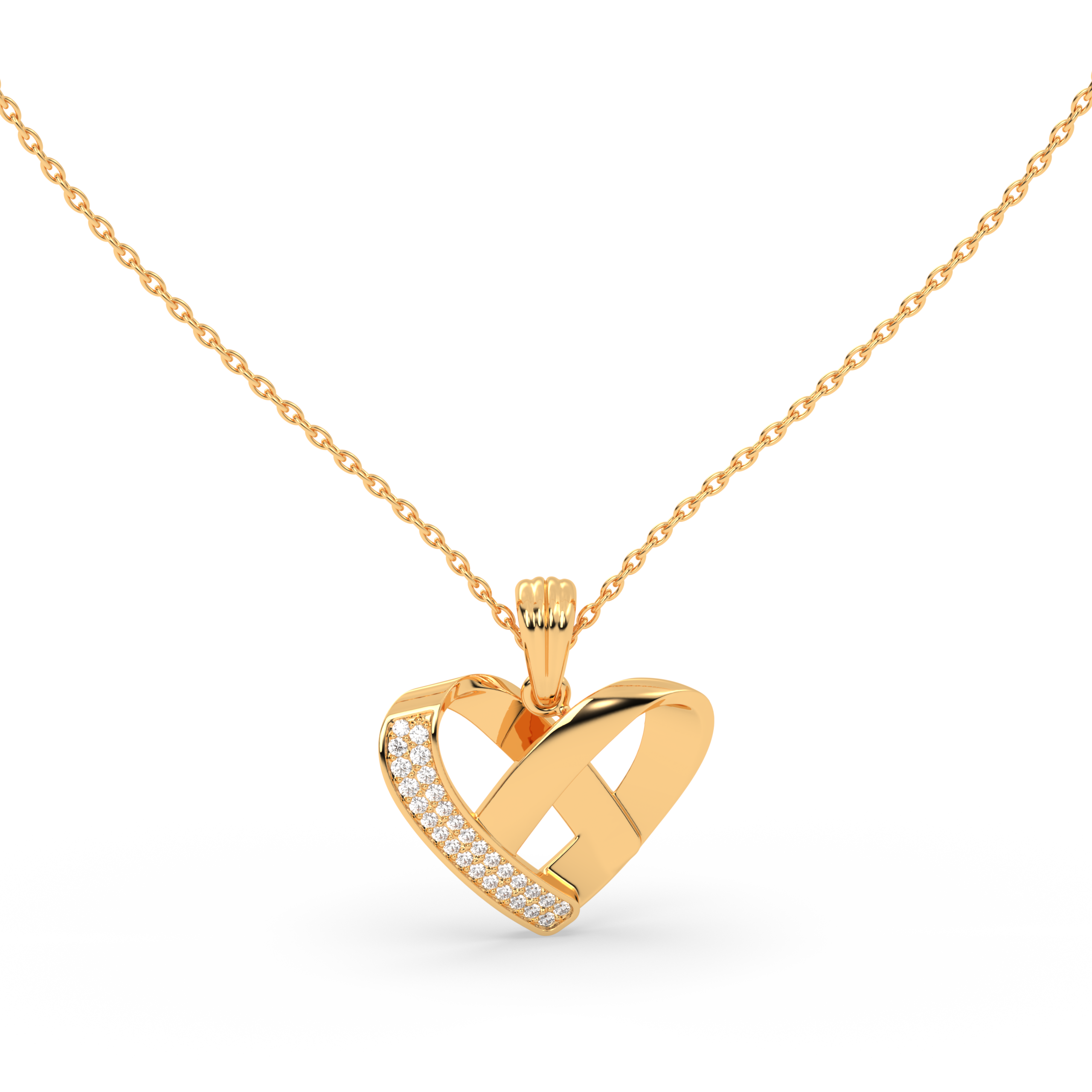 Heart-Shaped Pendant with Diamond Accents