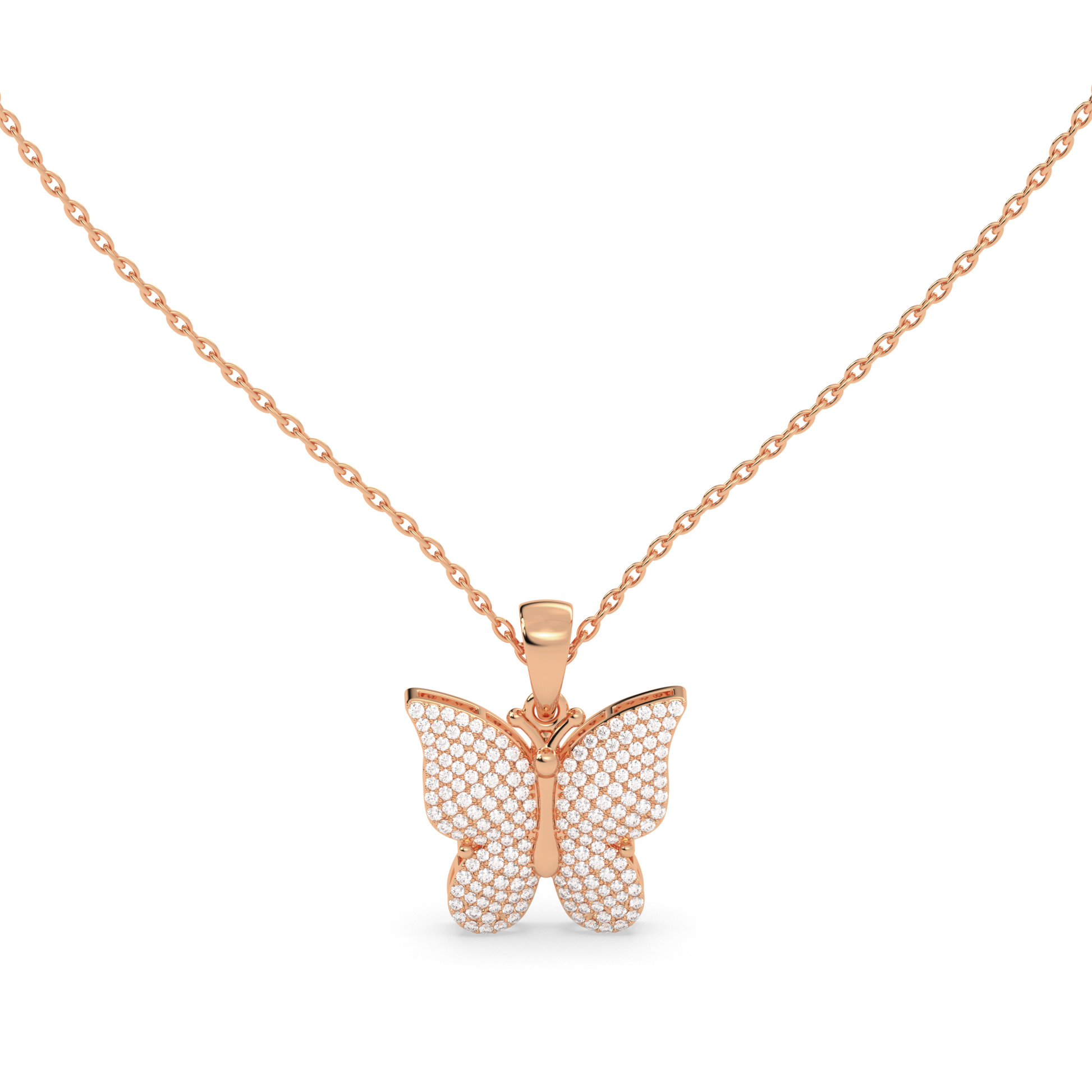Diamond Studded Butterfly Pendant