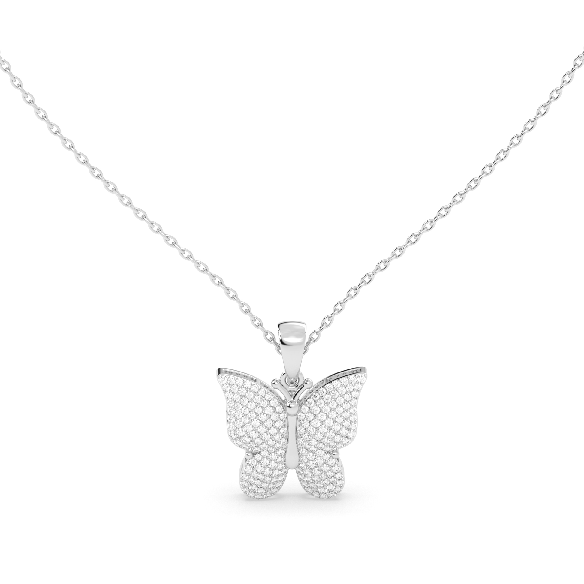 Diamond Studded Butterfly Pendant