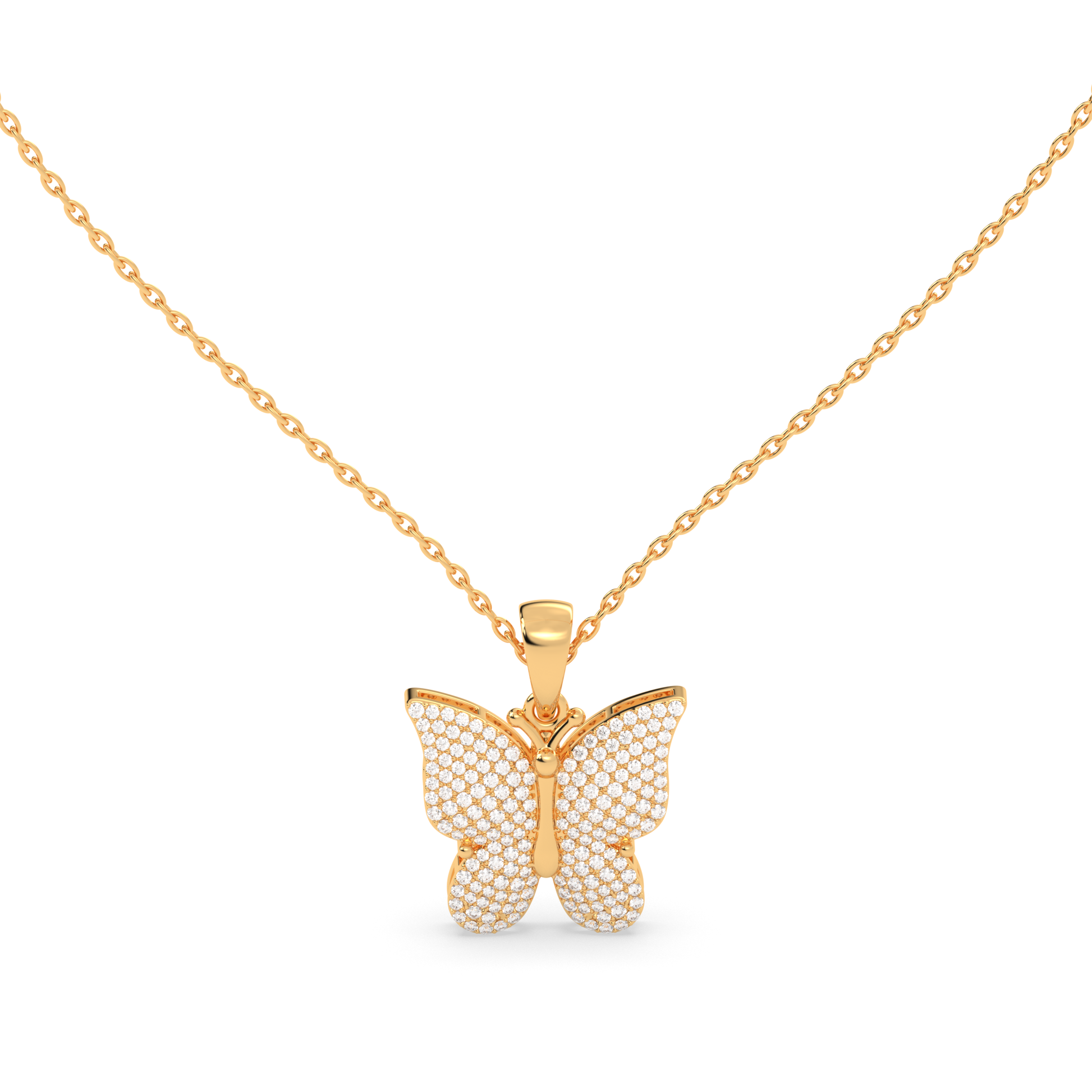 Diamond Studded Butterfly Pendant