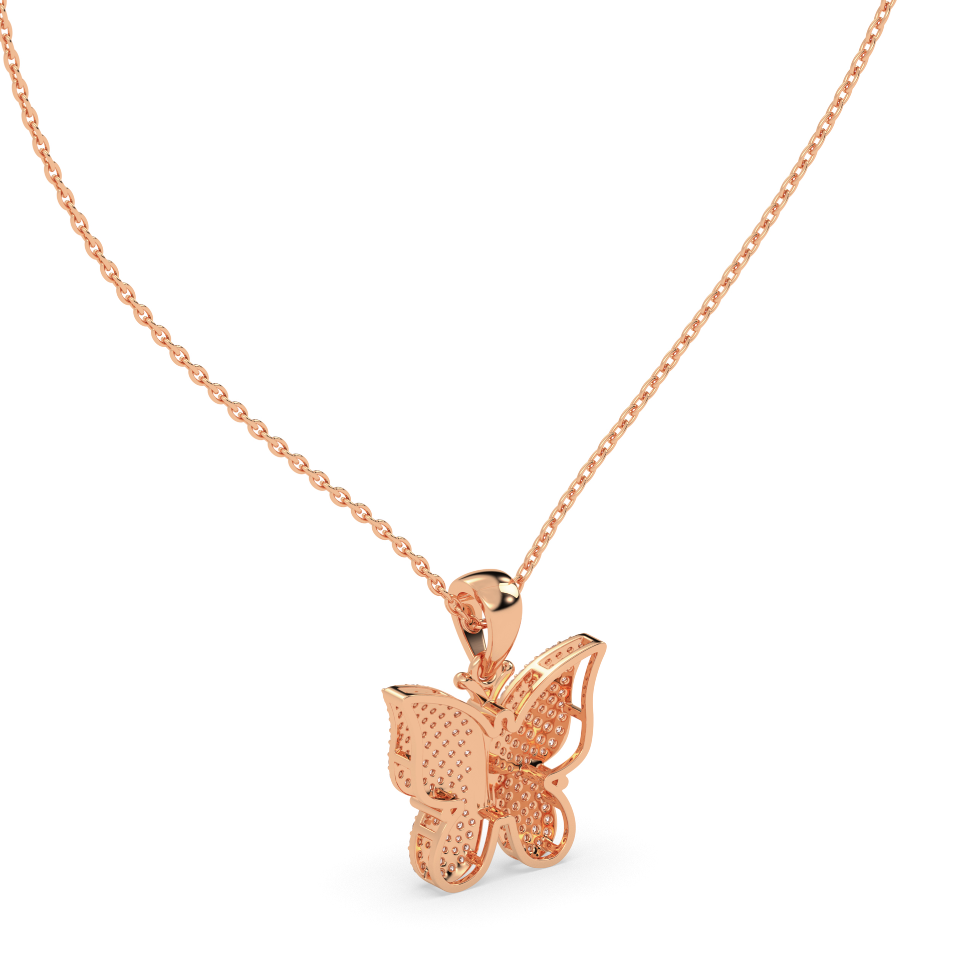 Diamond Studded Butterfly Pendant