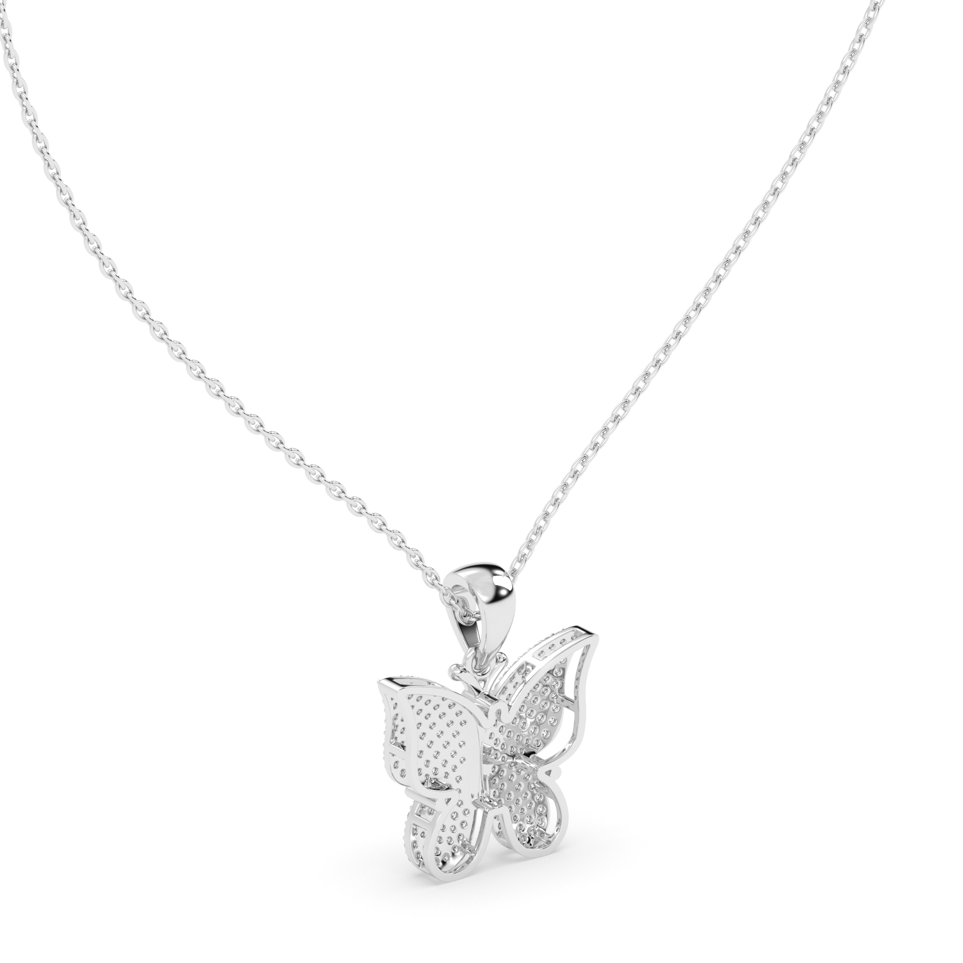 Diamond Studded Butterfly Pendant