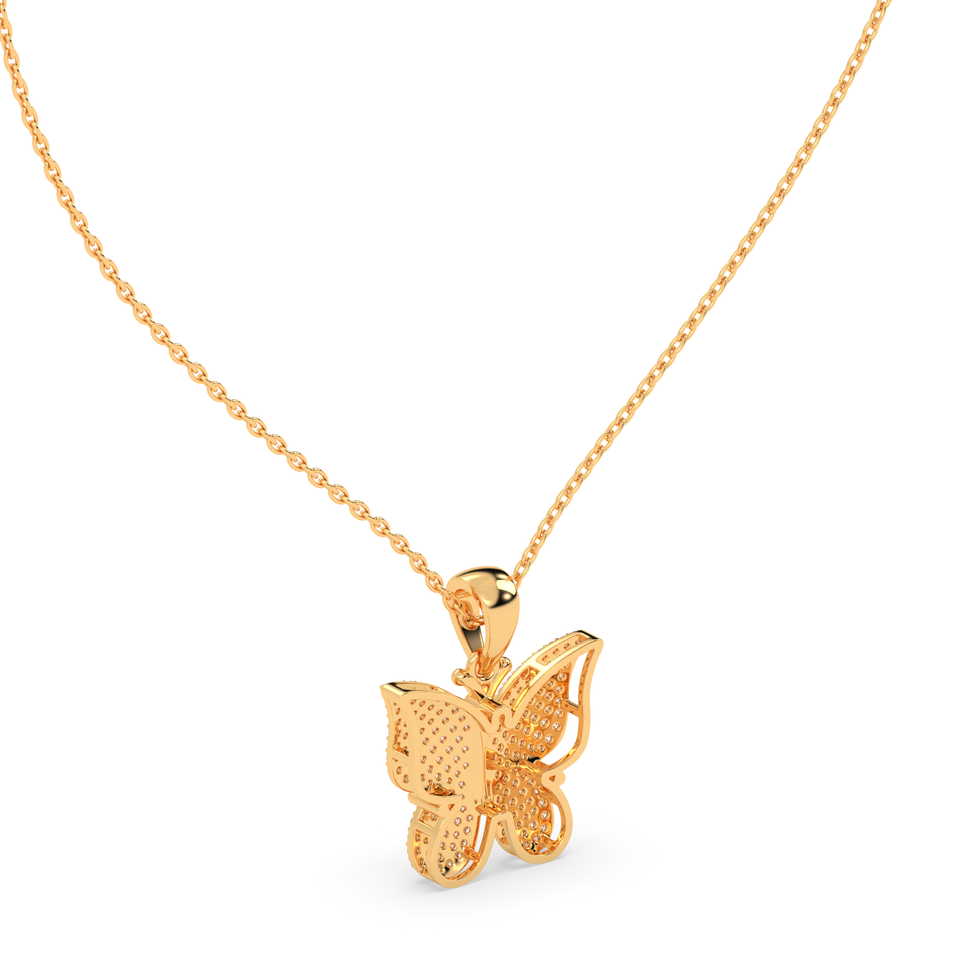 Diamond Studded Butterfly Pendant