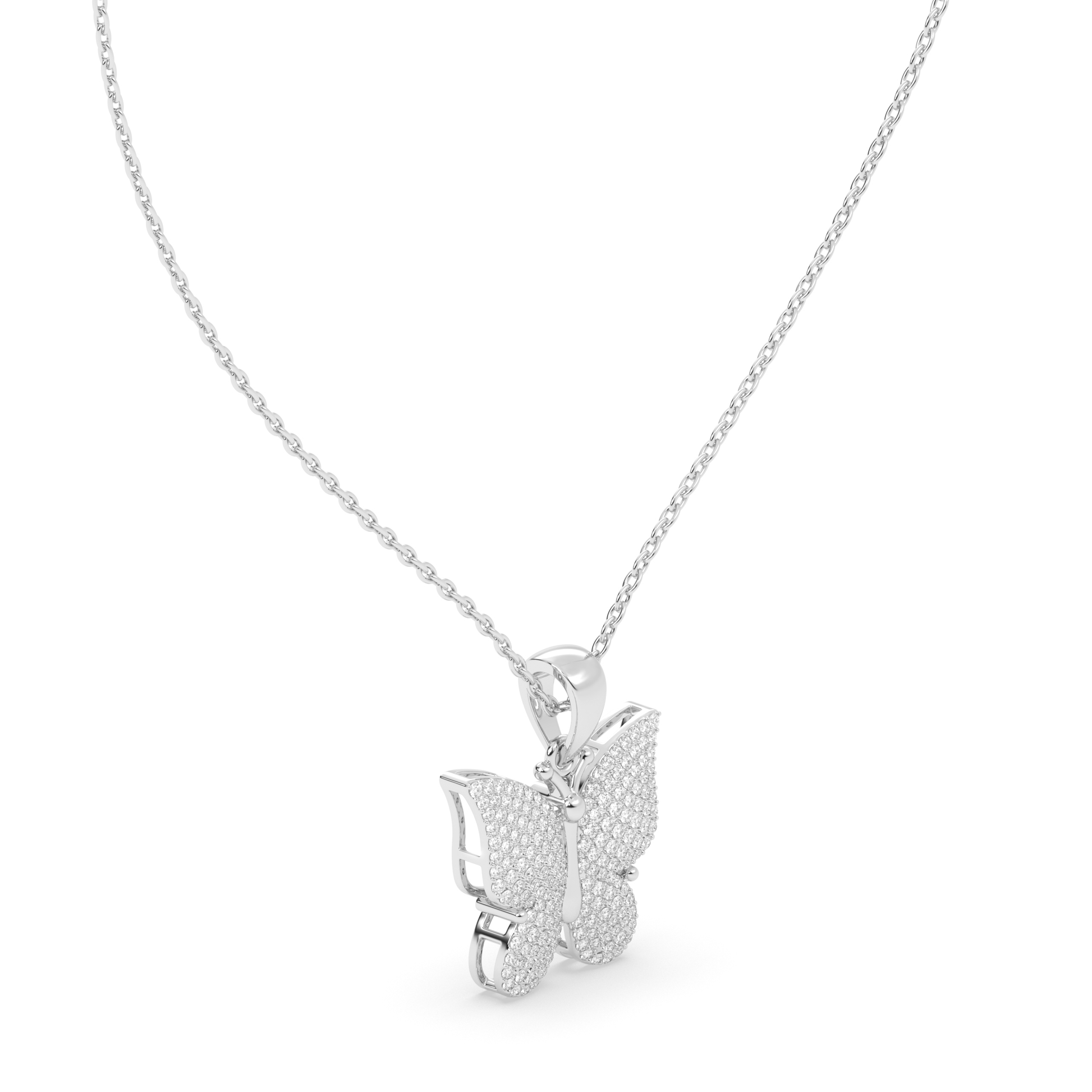 Diamond Studded Butterfly Pendant