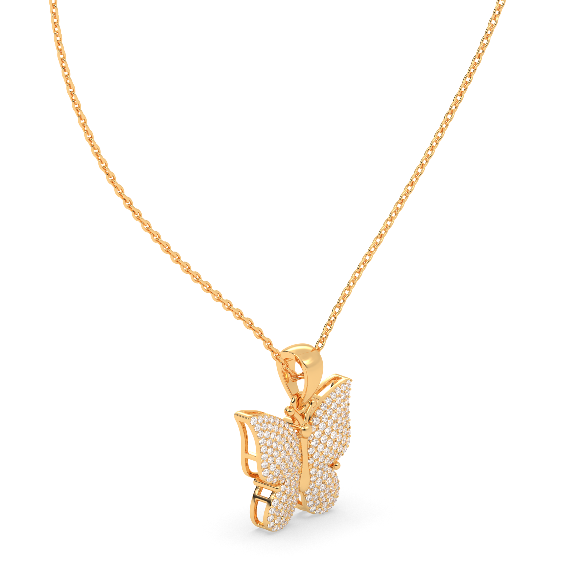 Diamond Studded Butterfly Pendant