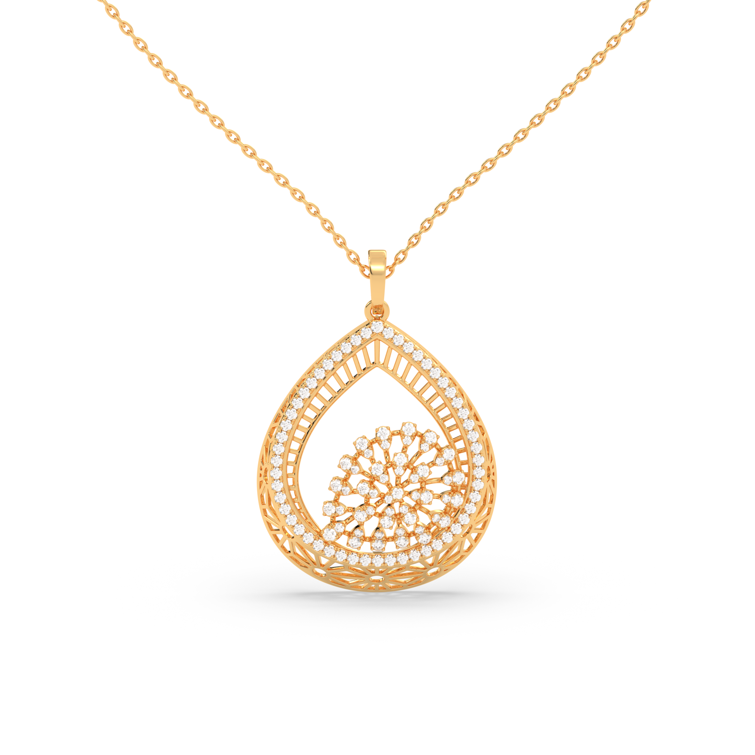 Floral Teardrop Diamond Pendant