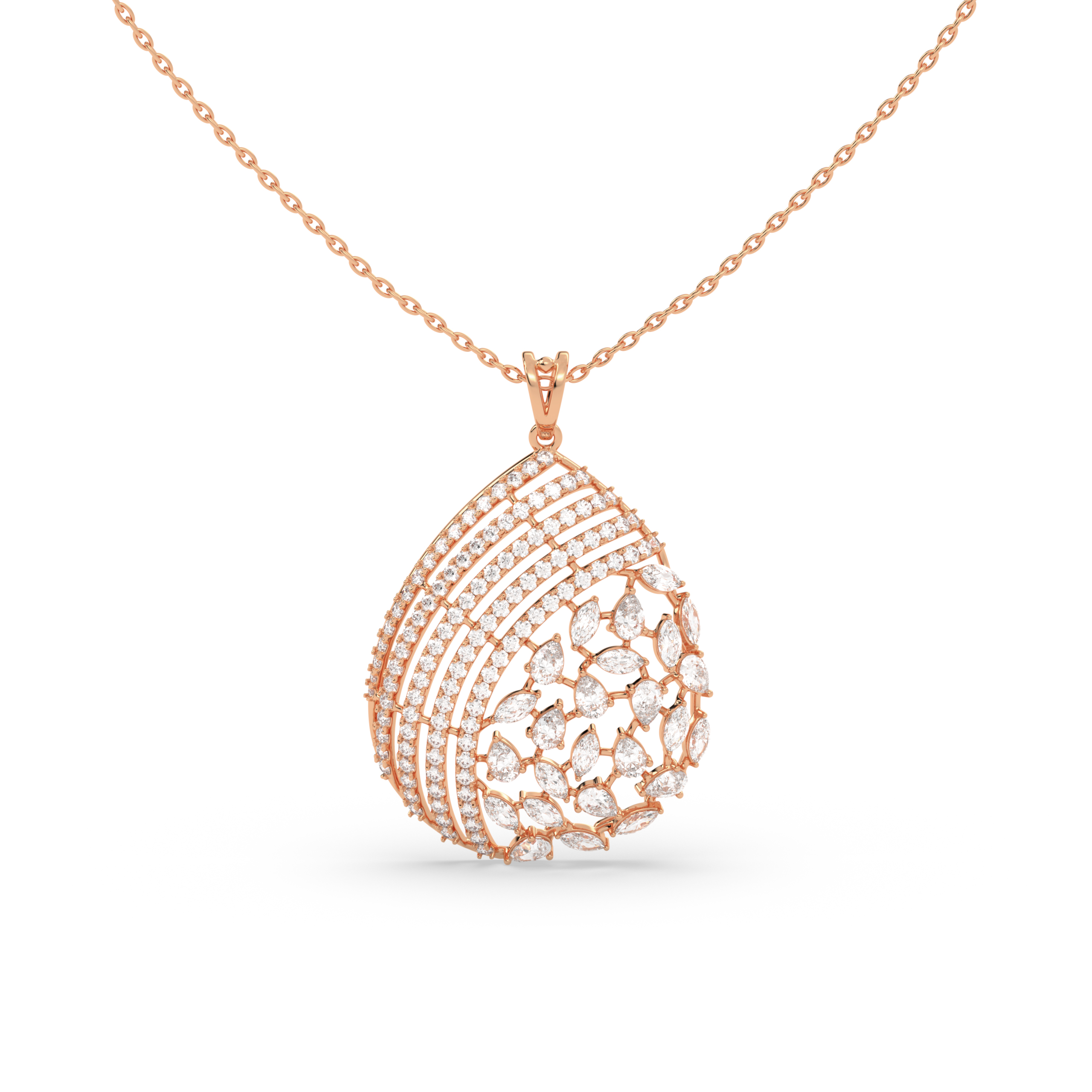 Floral Diamond Pendant- Round Brilliant Petal Design