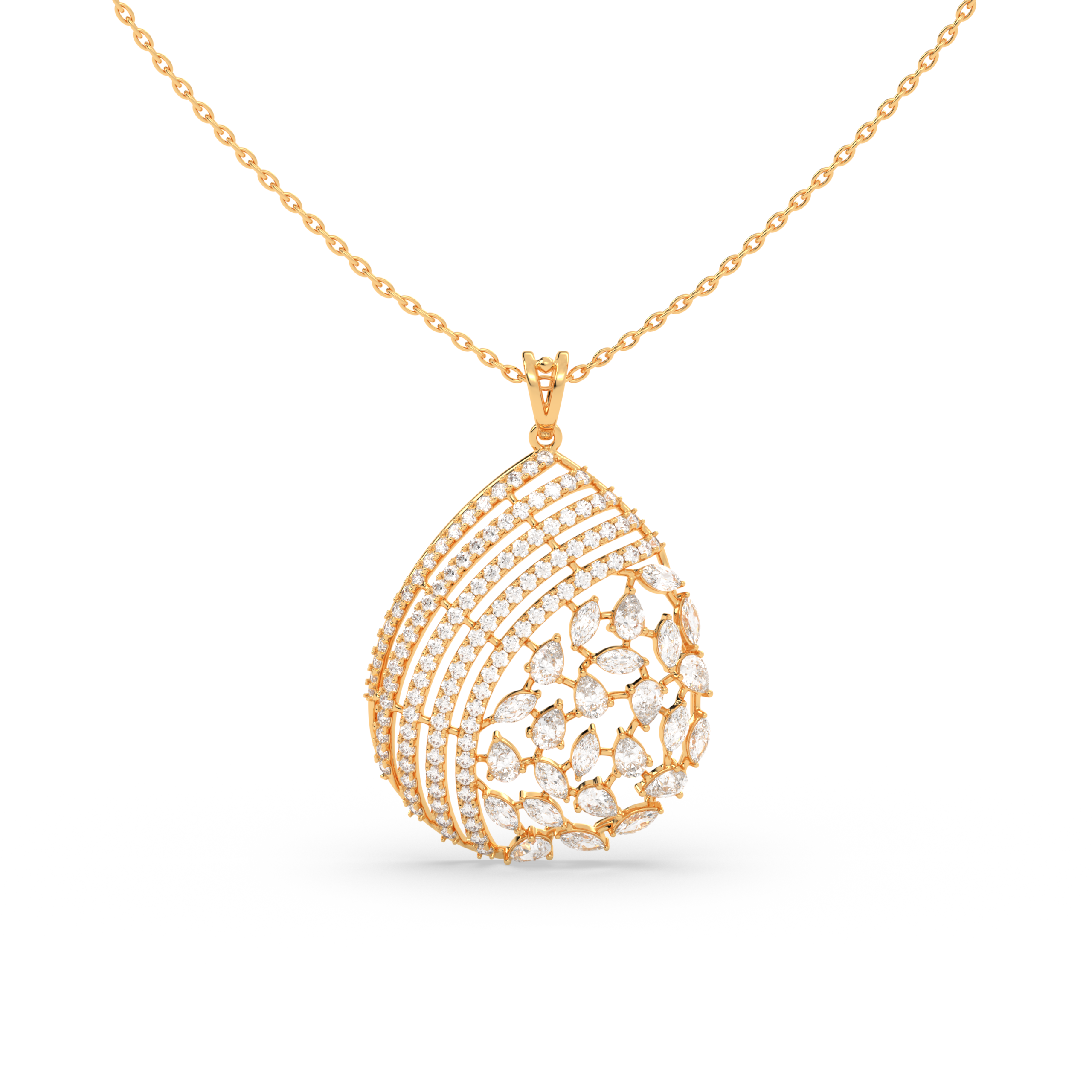 Floral Diamond Pendant- Round Brilliant Petal Design