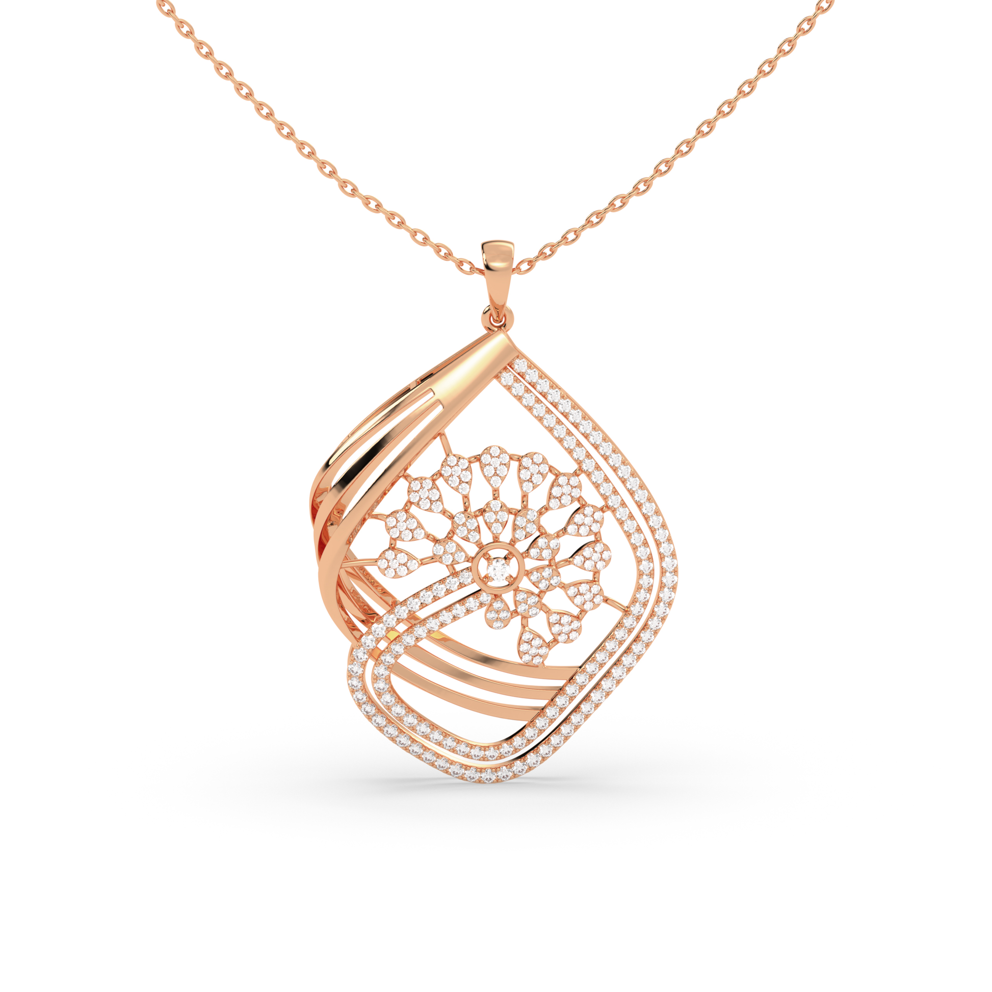 Floral Pavé Diamond Pendant
