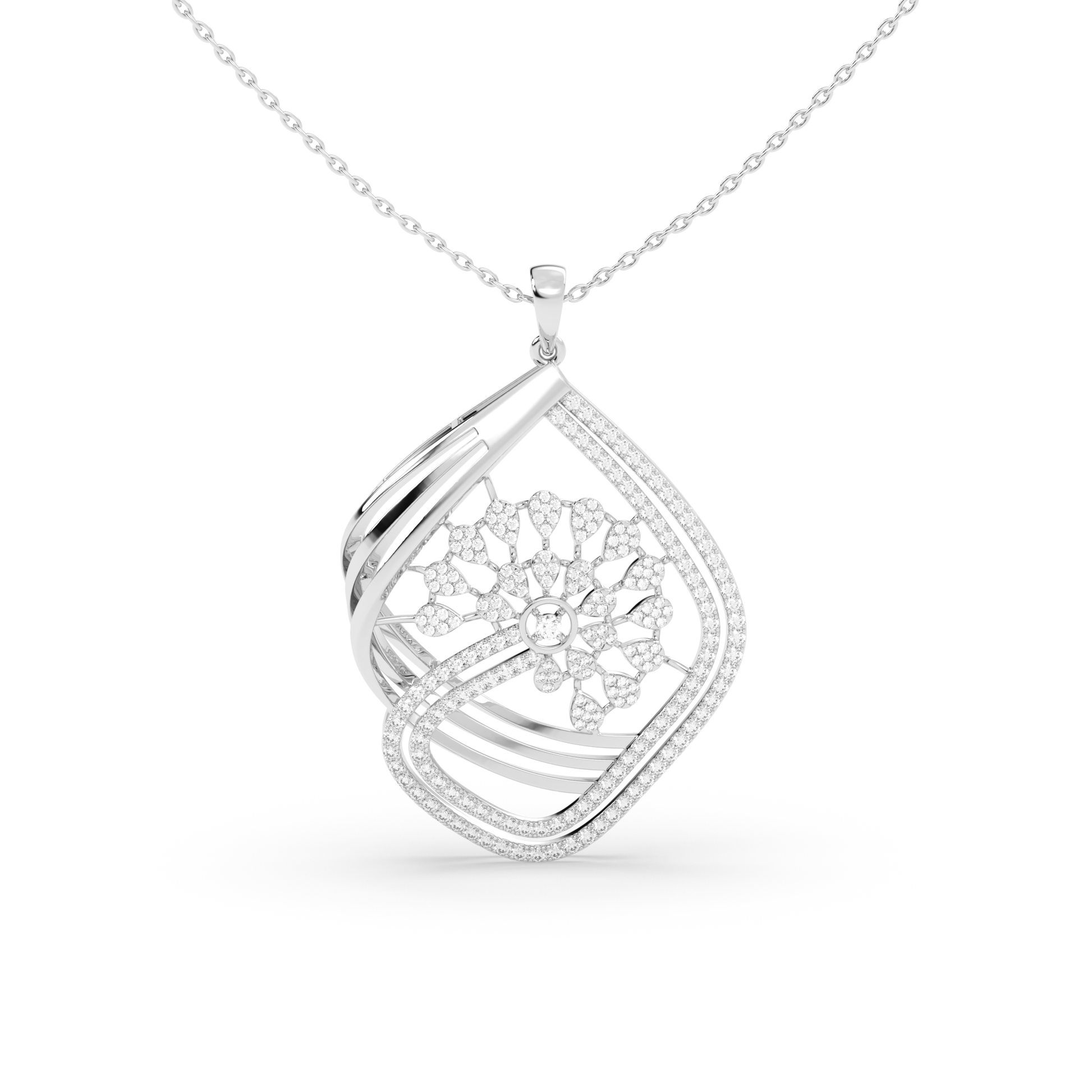 Floral Pavé Diamond Pendant
