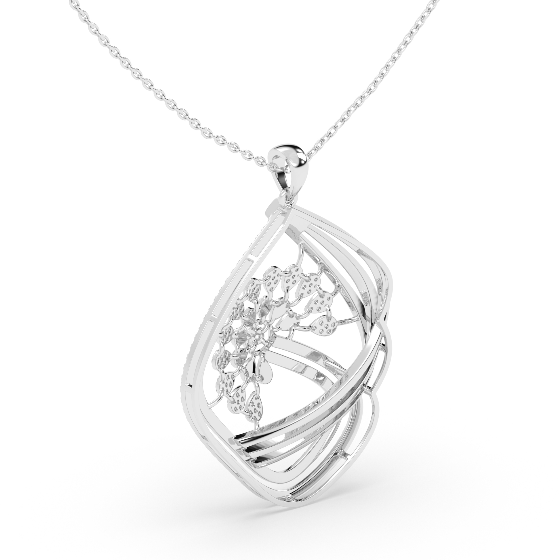 Floral Pavé Diamond Pendant