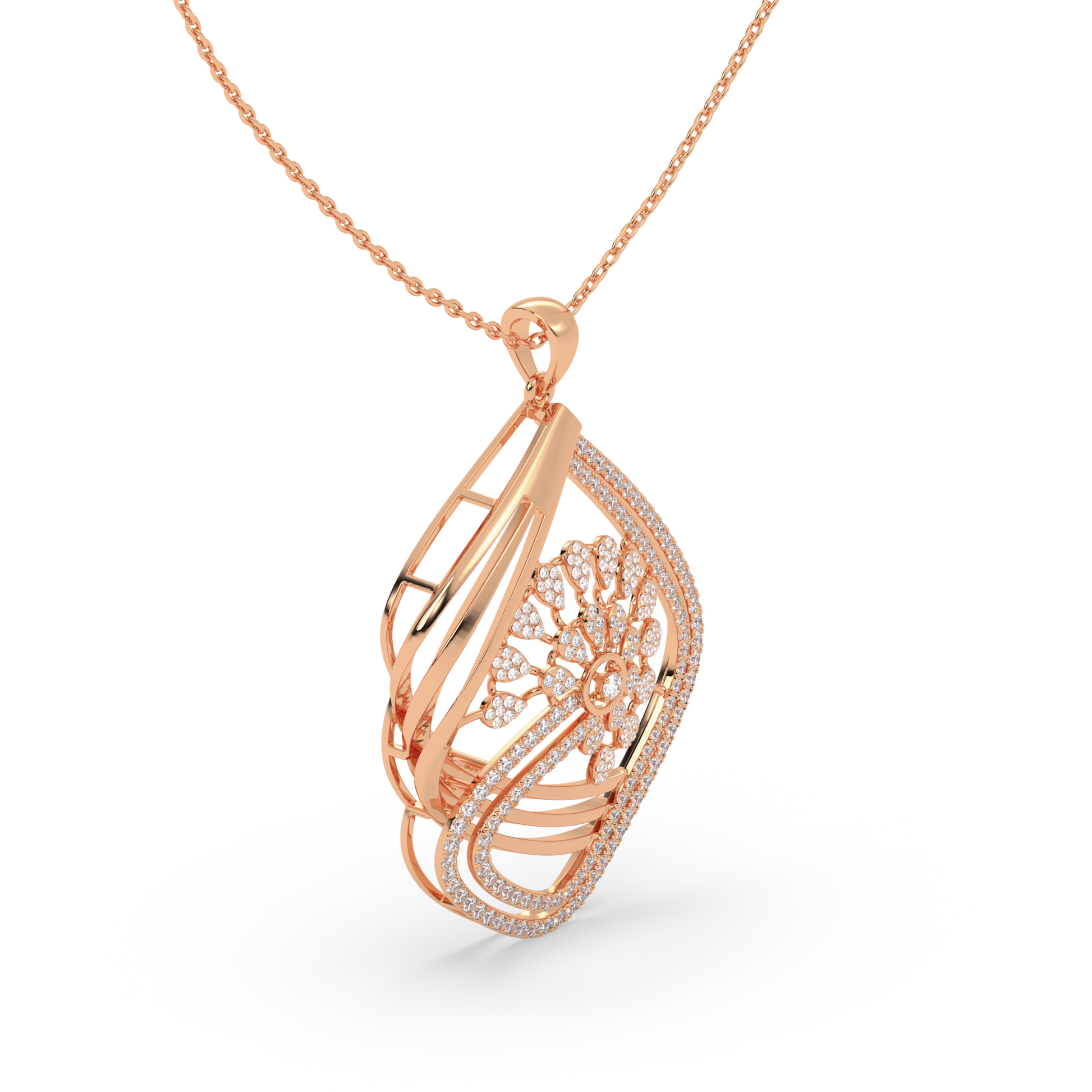 Floral Pavé Diamond Pendant