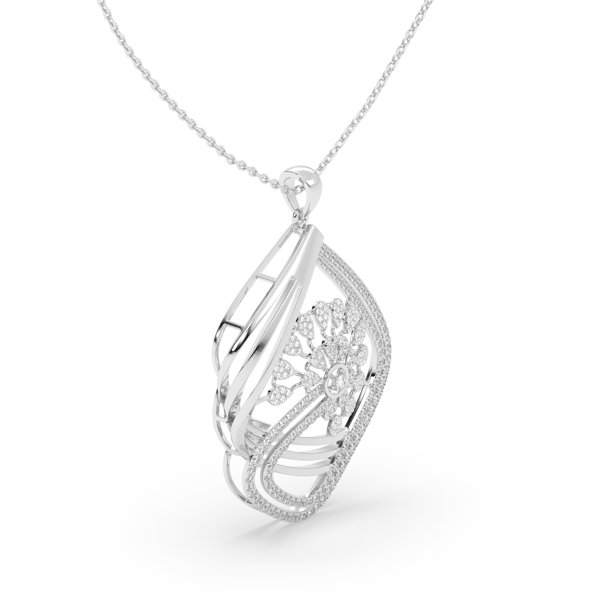 Floral Pavé Diamond Pendant