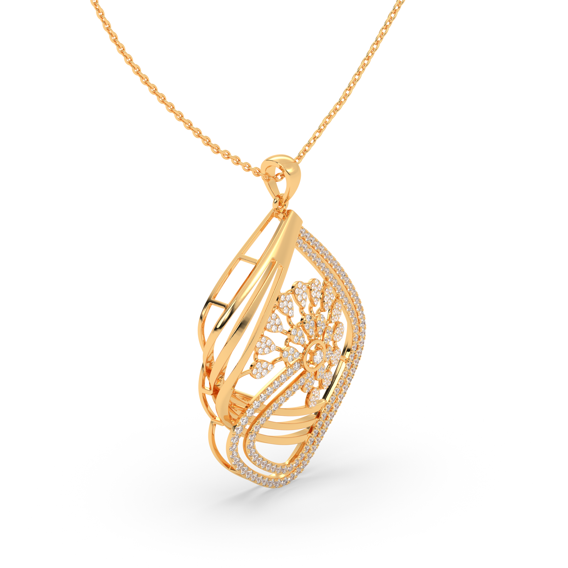 Floral Pavé Diamond Pendant