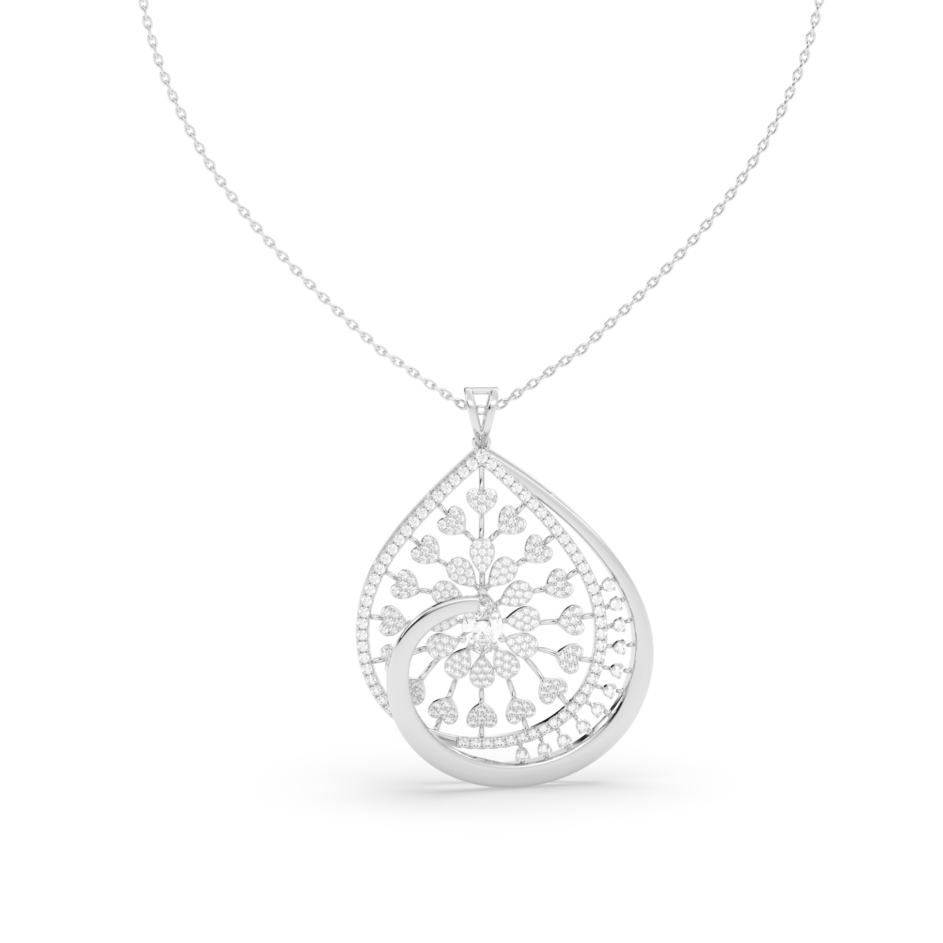 Teardrop Pendant with Pear Gemstone and Pavé Diamond Petals