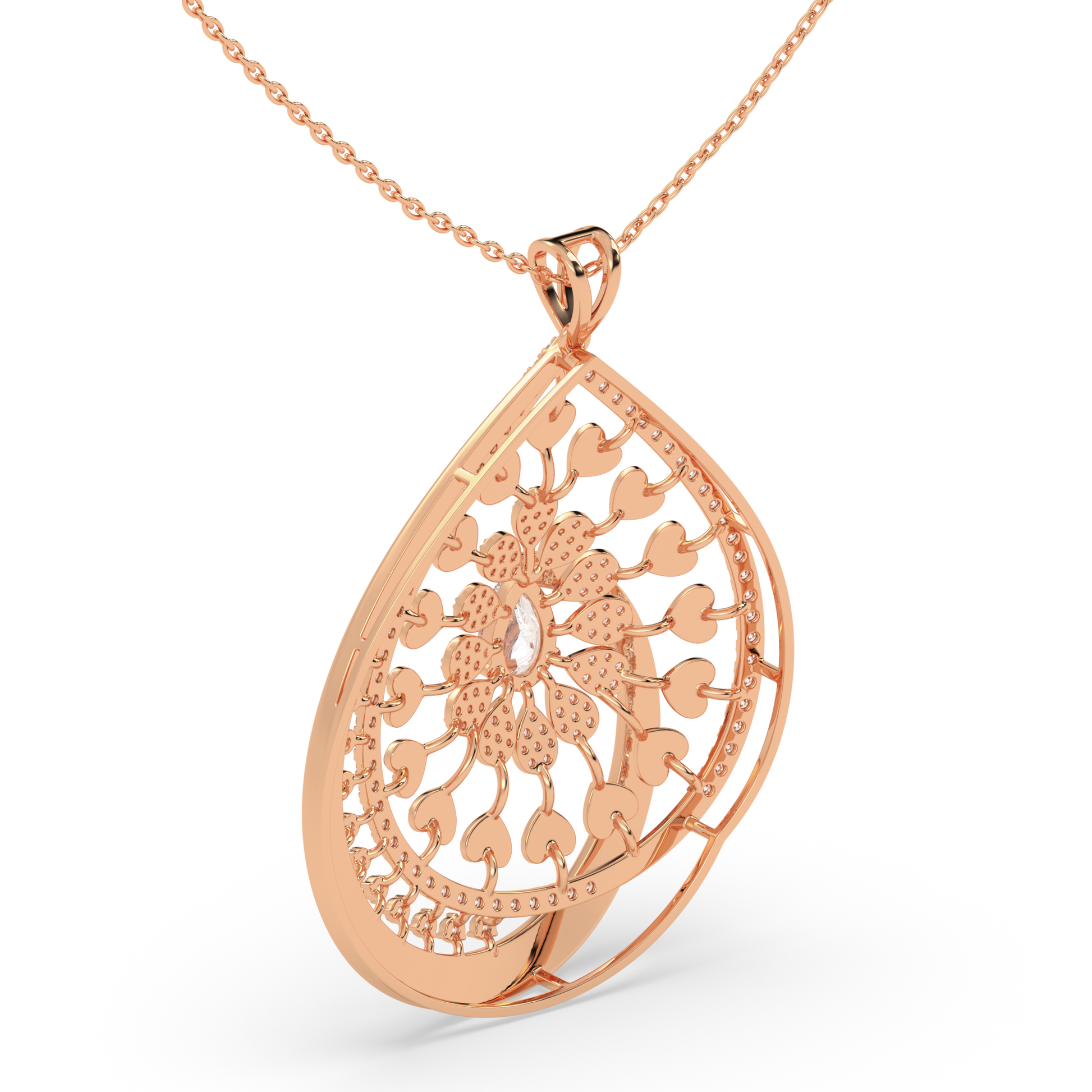 Teardrop Pendant with Pear Gemstone and Pavé Diamond Petals