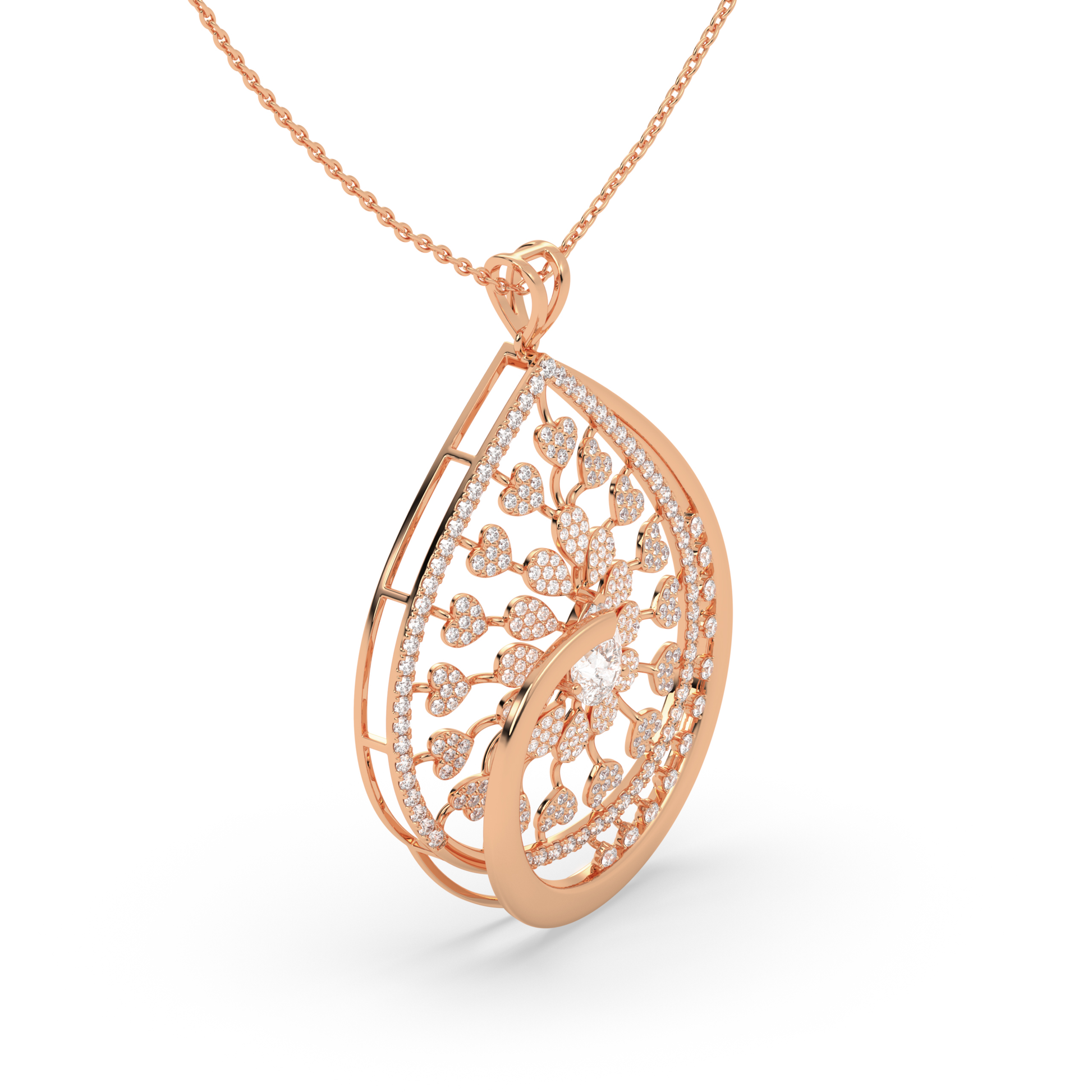 Teardrop Pendant with Pear Gemstone and Pavé Diamond Petals