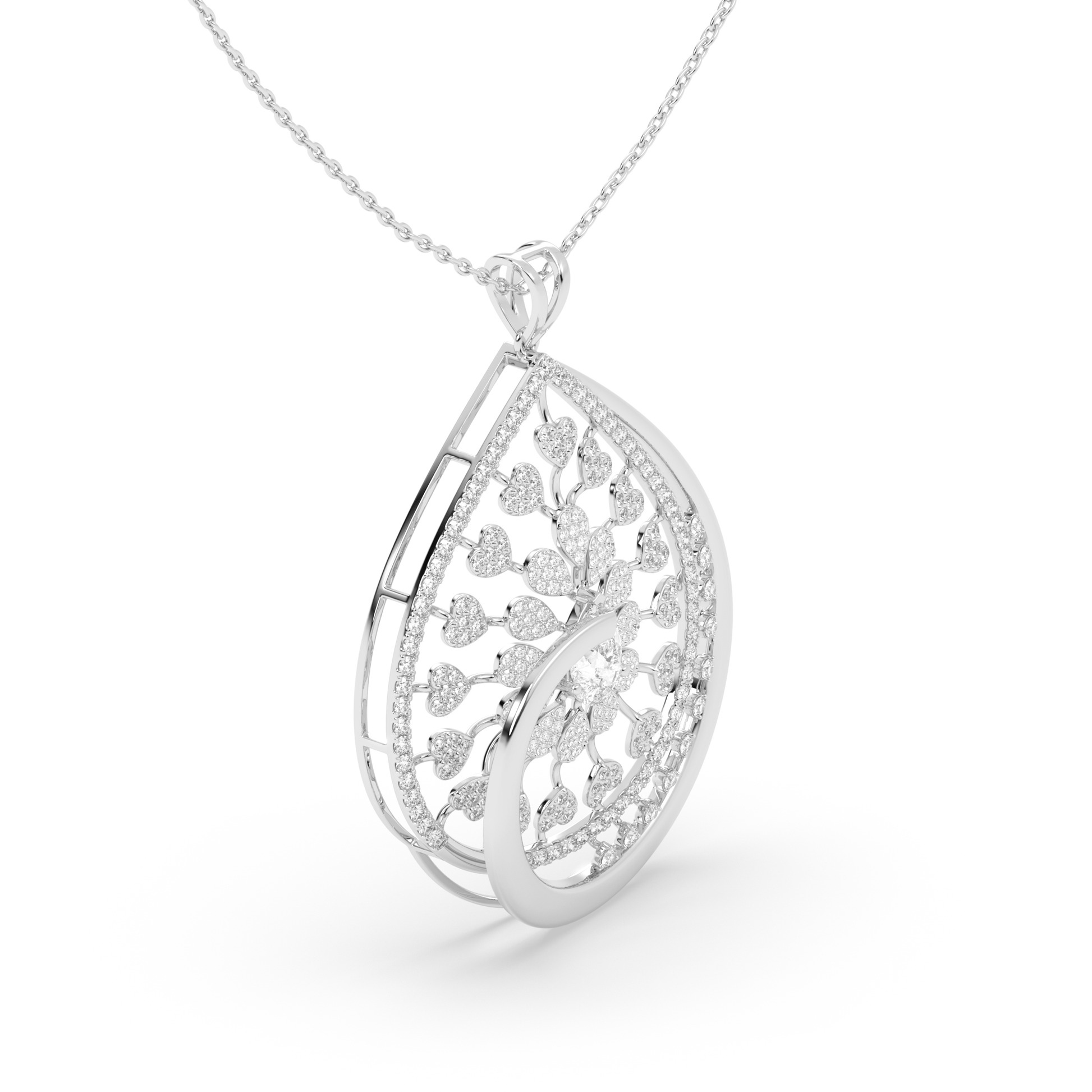 Teardrop Pendant with Pear Gemstone and Pavé Diamond Petals