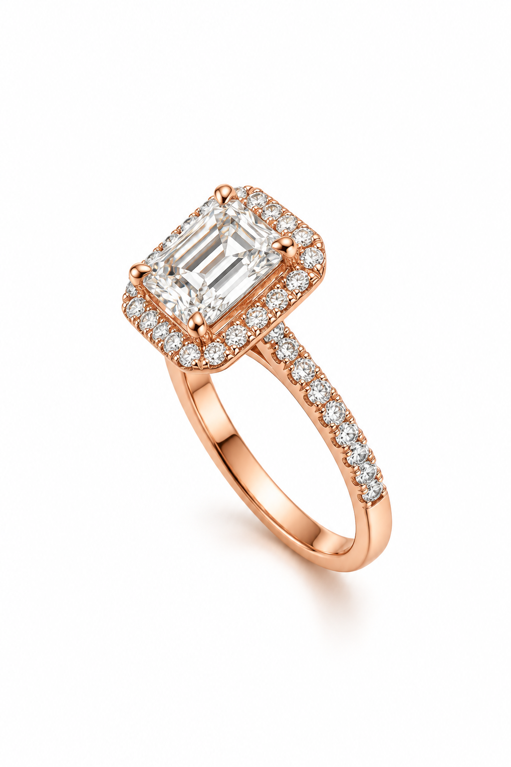 1.50 Ct Emerald Cut Halo Diamond Ring