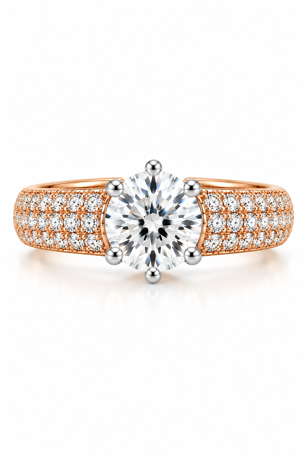 Round Solitaire Pavé Diamond Ring