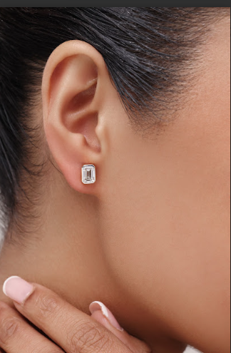 Emerald Bezel Solitaire Earrings