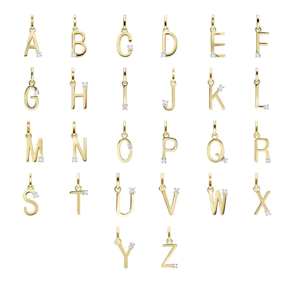 Gold Diamond Initial Pendant