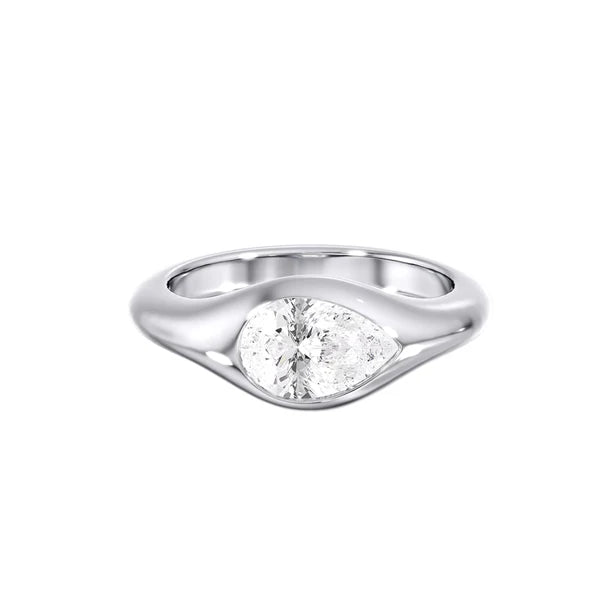 Pear-Cut Diamond Bezel Signet Ring