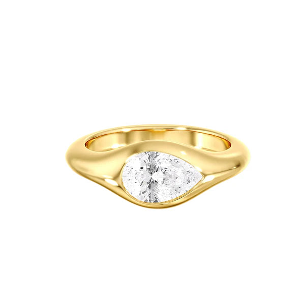Pear-Cut Diamond Bezel Signet Ring