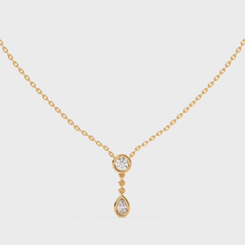 The bezel round and pear diamond pendant with Lab Grown Diamond Necklace 