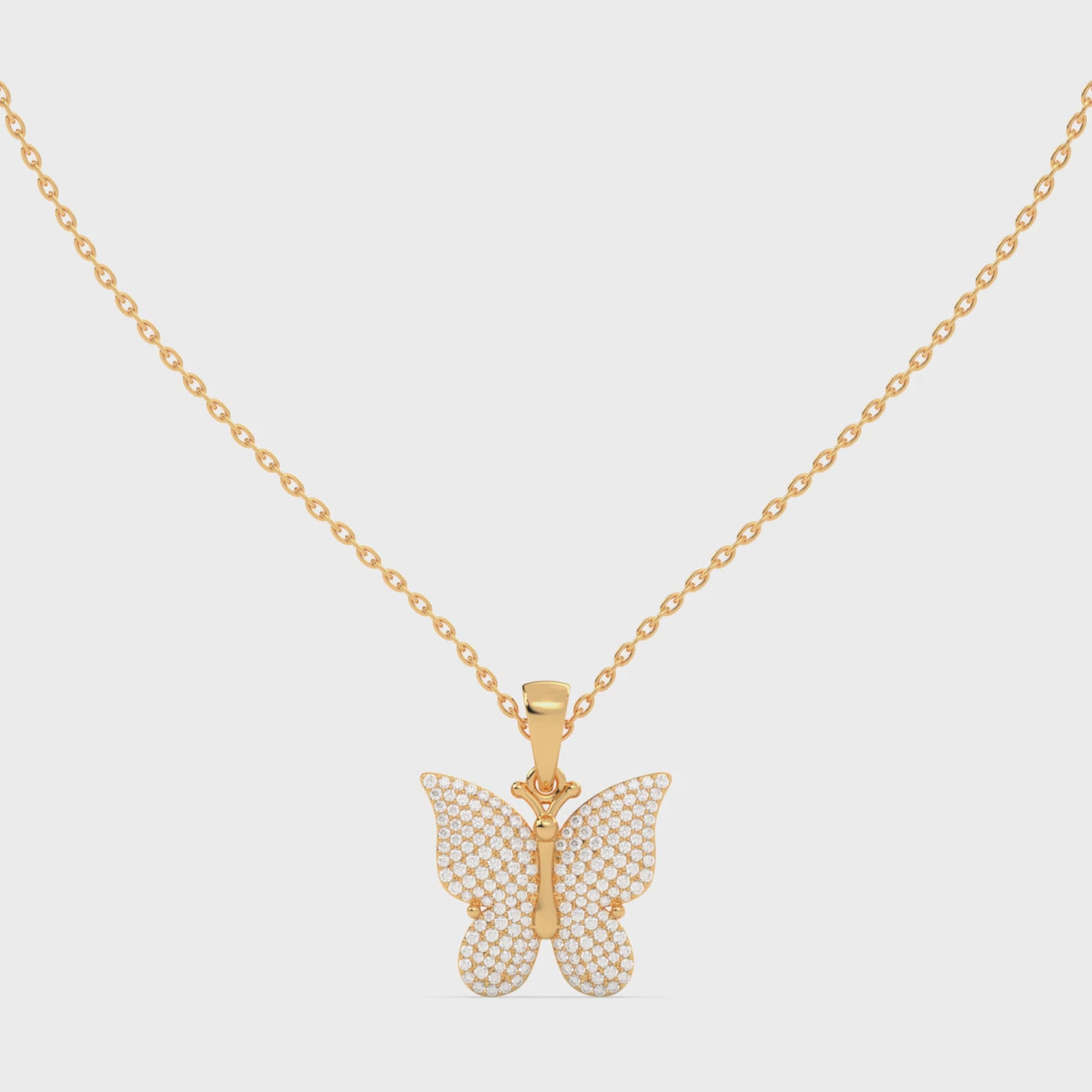 Load video: Diamond Studded Butterfly Pendant