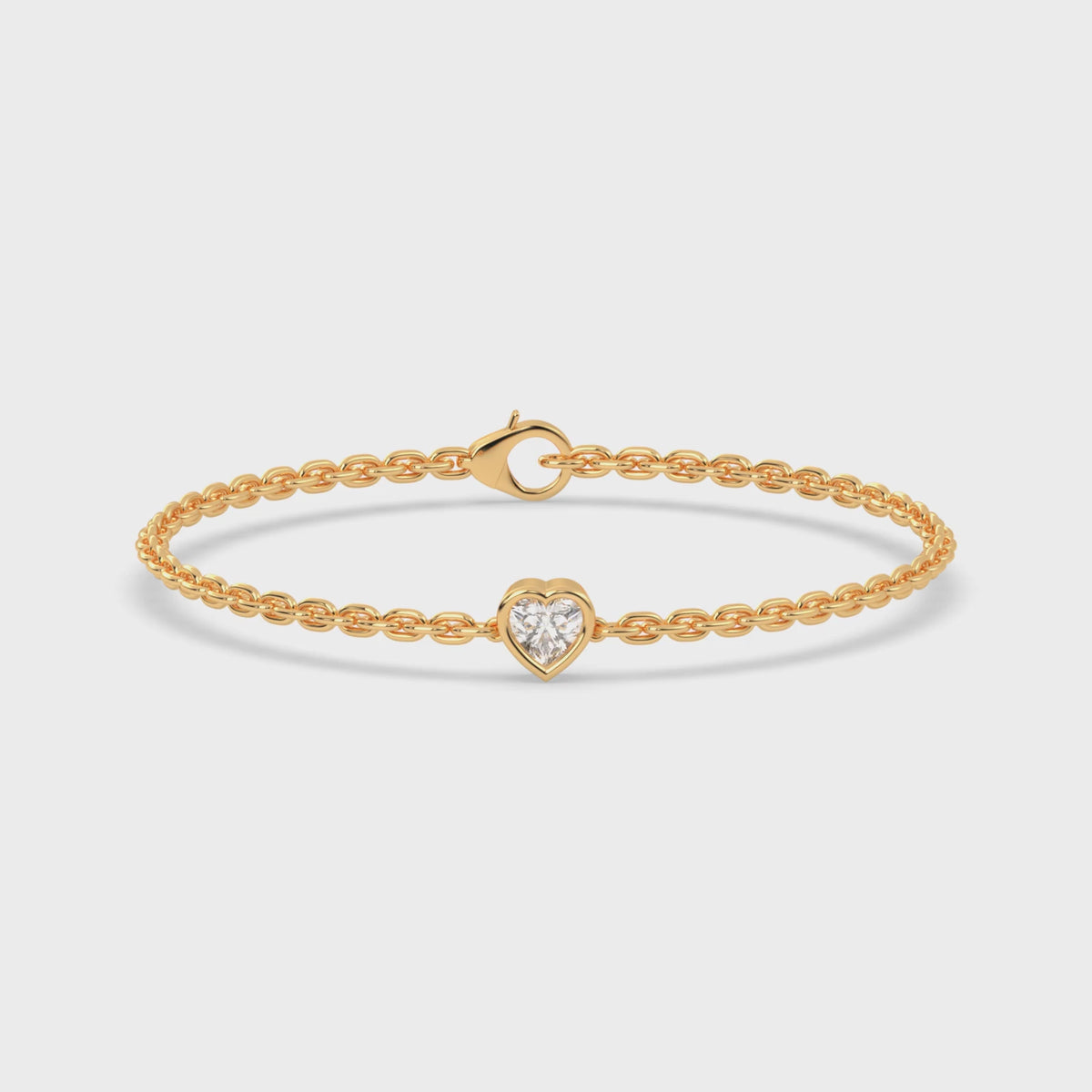 Load video: Bezel-Set Heart Diamond Chain Bracelet
