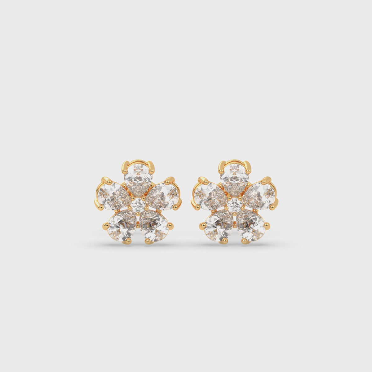 Load video: Pear Diamond Floral Earrings