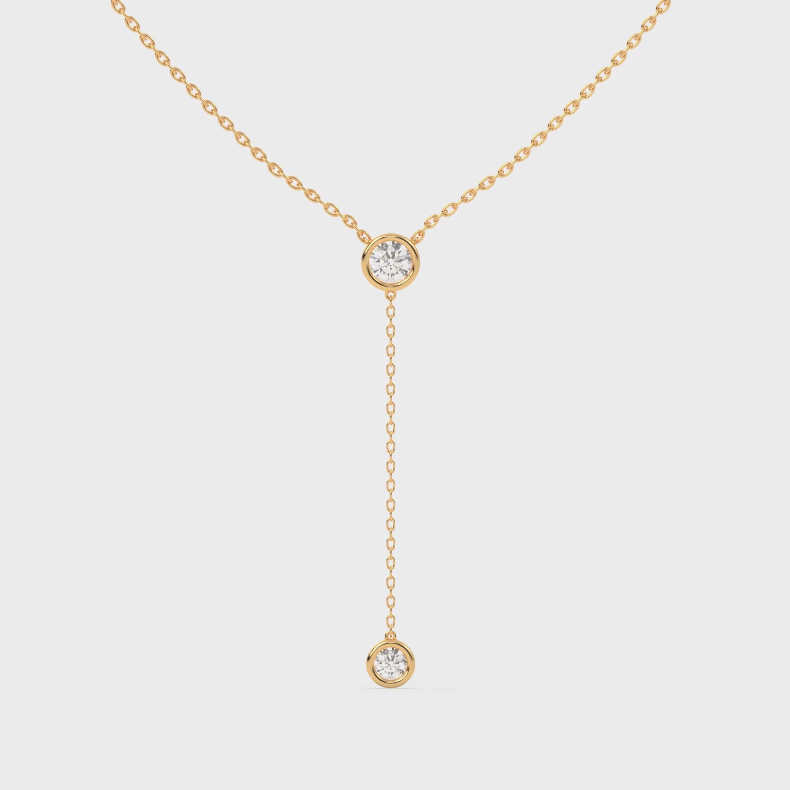 Load video: The bezel round diamond lariat pendant