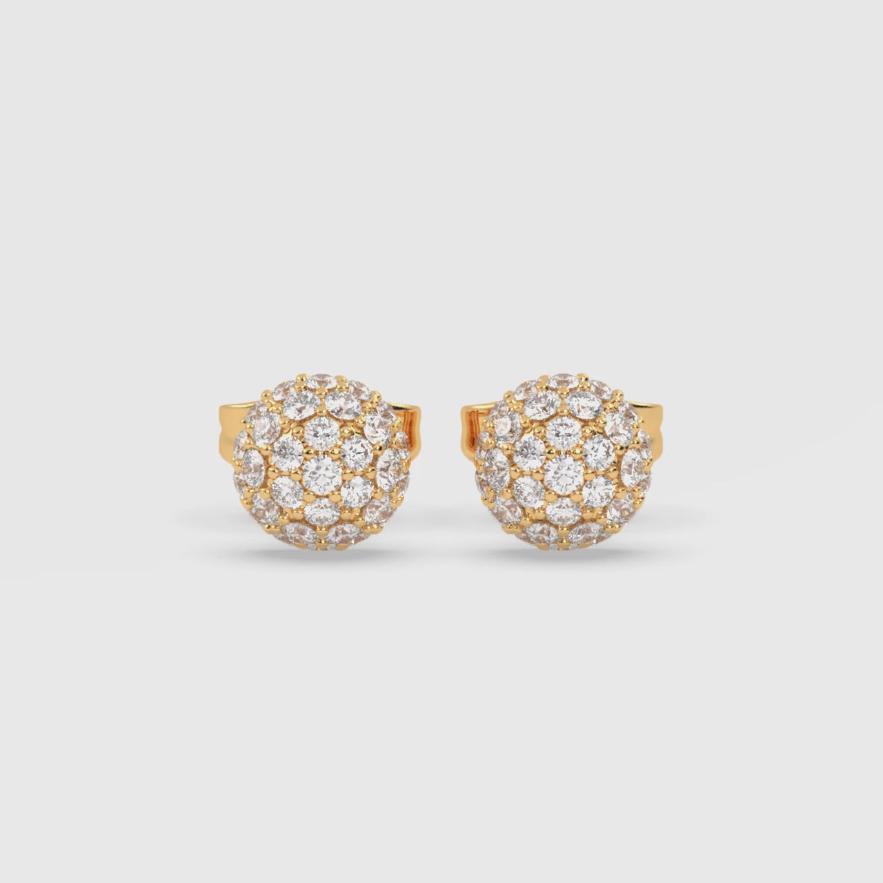 Load video: Round Diamond Cluster - Dome Earrings