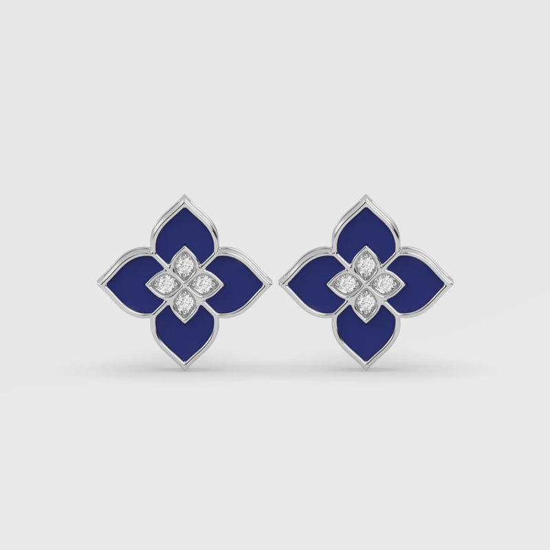 Enamel Earrings - Round Cut