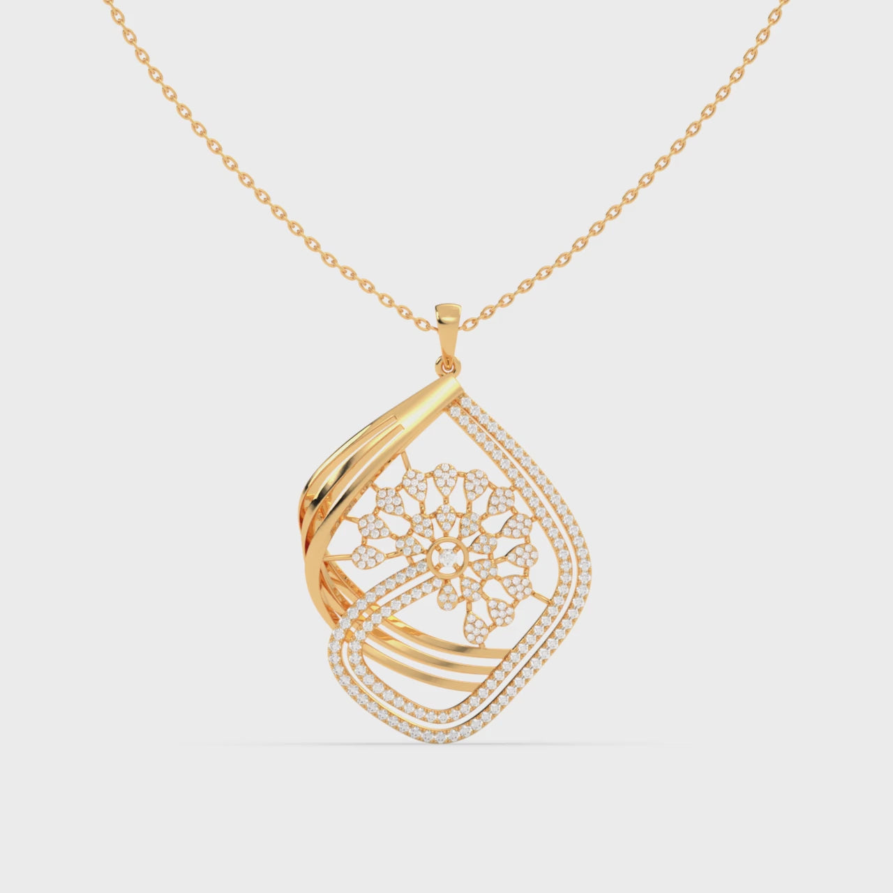 Load video: Floral Pavé Diamond Pendant