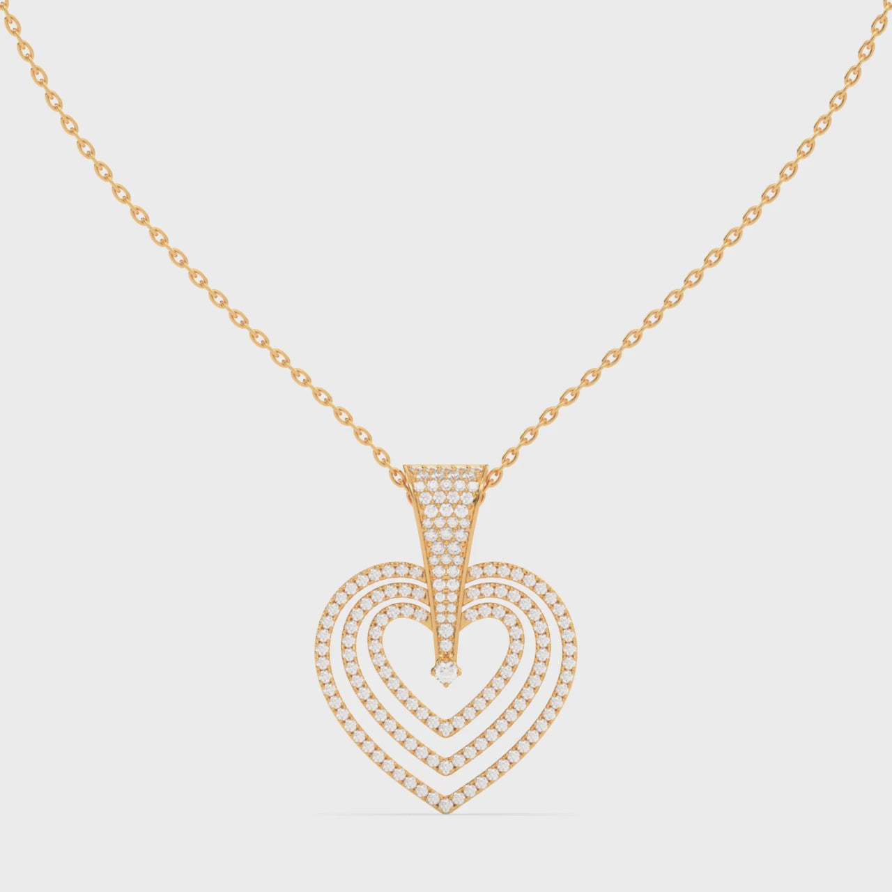 Load video: Heart Pendant with Geometric Diamond Pavé and Center Brilliant Diamond