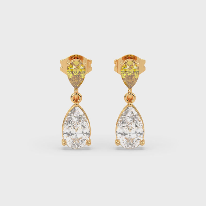 The Yellow and White Pear Diamond Drops with Lab Grown Diamond