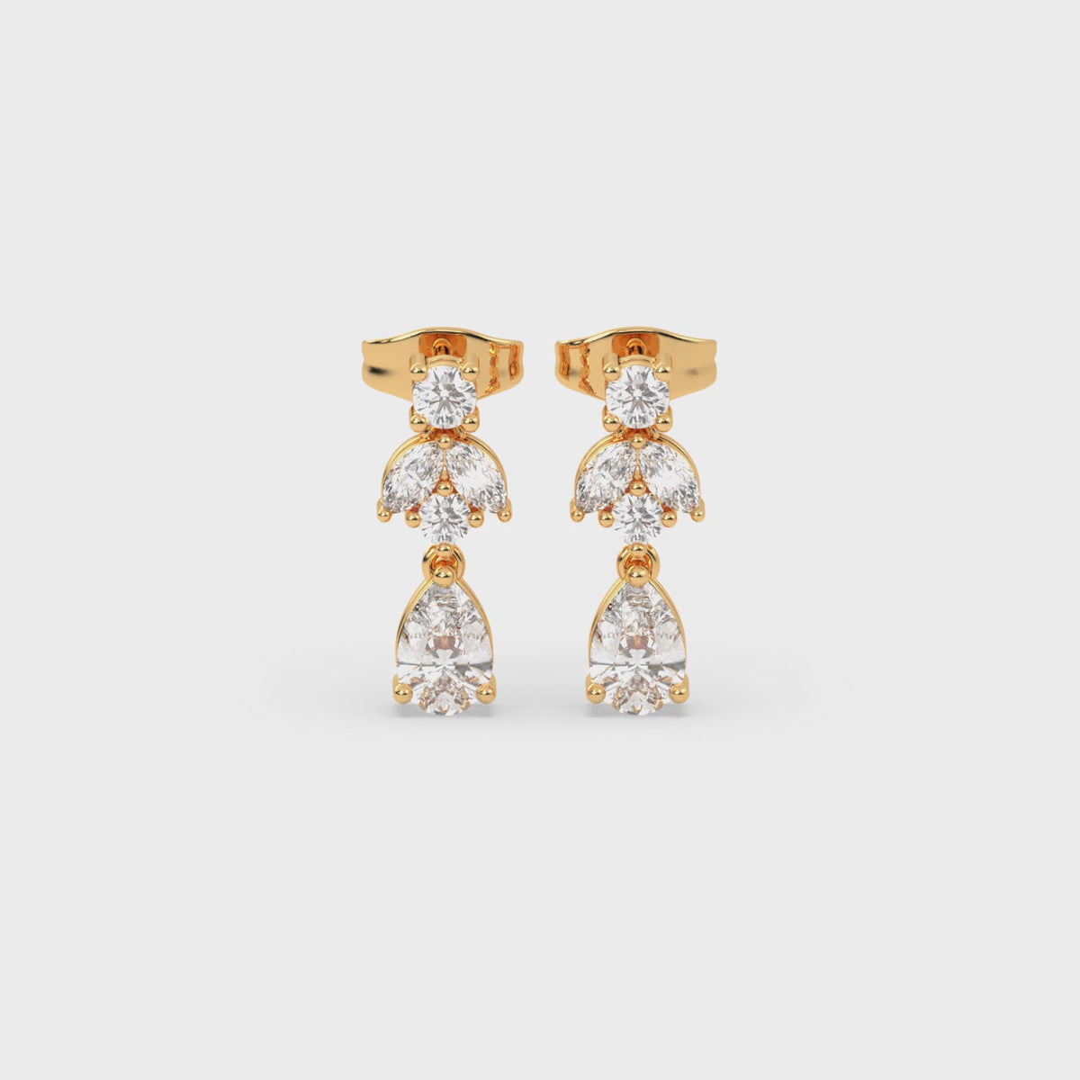Load video: Round &amp; Marquise Cluster Drop Earrings