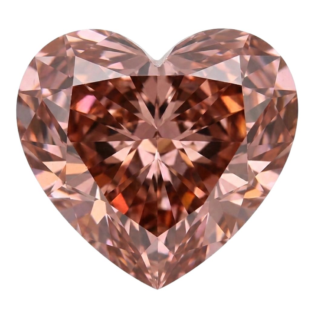 20 carat pink-brown heart-shaped lab-grown diamond - the hero stone at the centre of The True Imperfections necklace by Xazina, worn at Cannes 2026